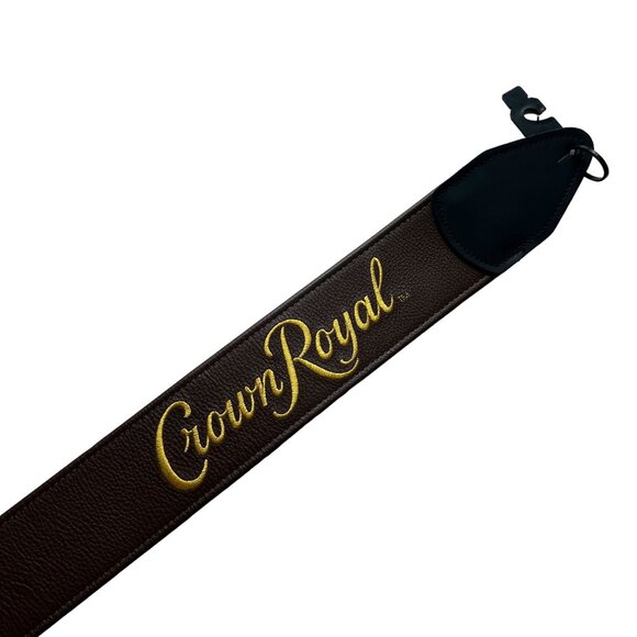 NEW Crown Royal Double Treble Brown Calfskin Leather Embroidered Guitar Strap - Picture 5 of 9